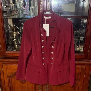 Elegant Burgundy Blazer with Silver Accents